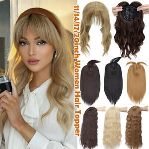 Real Long Clip in Full Head Topper Hair Extensions with Bangs Hairpiece Thick