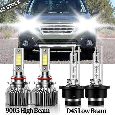 For Subaru Outback 2015-2018 Combo LED HID Headlight Hi/Lo Beam Bulbs 9005 D4S - Image 1 of 4