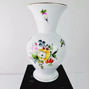 Herend Market Garden Vase with Gold Trim, 8", Hungary, Stamped, RARE - Picture 1 of 7