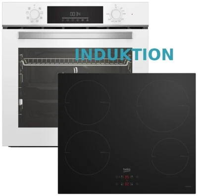 Herd Set Induktion Einbau Autark Weiß Beko Backofen + Induktion Kochfeld NEU - Bild 1 von 4