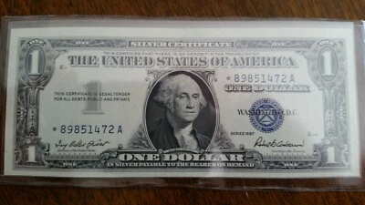 1957 $1 *Star Note* Small Silver Certificate "Crisp Gem New" UNC *898A51472 Blue - Image 1 of 4