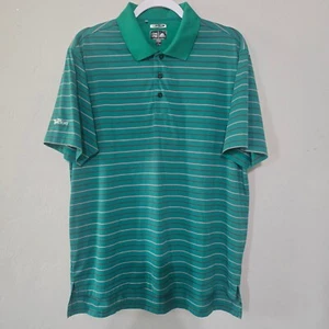 Adidas ClimaLite Golf Polo Shirt Striped Short Sleeve The Territory Mens M - Picture 1 of 6
