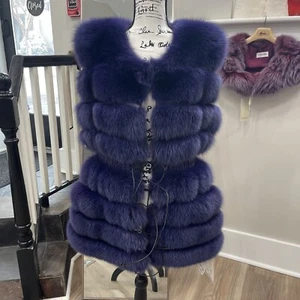 Purple Saga Fox Natural Fur Vest L NWT - Foto 1 di 10