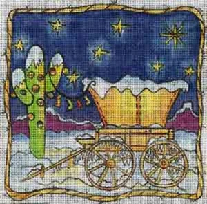 Needlepoint Handpainted Sundance Designs Cowboy Christmas 6x6 - Picture 1 of 1
