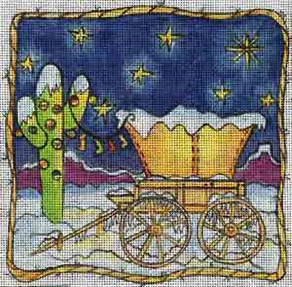 Needlepoint Handpainted Sundance Designs Cowboy Christmas 6x6 - Image 1 of 1