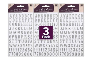 Sticko Alphabet Stickers, Carnival, Silver Glitter Pack of 3 - Picture 1 of 2