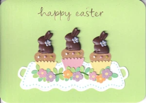PAPYRUS EASTER CARD NIP (MRP $8,95) CARTA CONIGLIETTI CIOCCOLATO (O12) - Foto 1 di 2