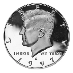 1997 -S Kennedy half dollar Gem DCAM Proof 90% Silver - Picture 1 of 3