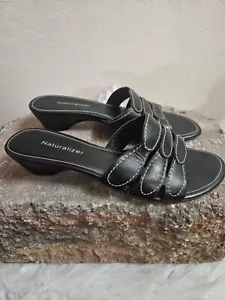Größe 6,5 M Naturalizer schwarze Slipper Keilabsatz Sandalen INVPV2198 - Bild 1 von 6