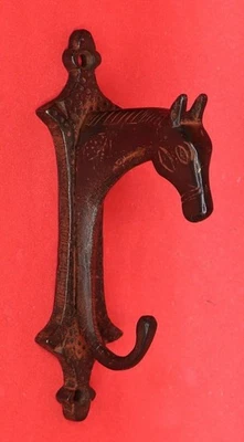 Horse Design Antique Repro Handcrafted Brass Key Cloth Towel Wall Hanger Hook - image 1 of 4