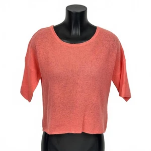 Maglione Denner 100% puro cashmere manica corta vestibilità ampia cropped piccolo - Foto 1 di 5
