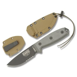 ESEE Serrated Edge Blades Micarta Handles with Brown Sheath Black - Picture 1 of 1