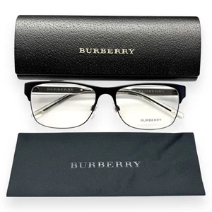 Burberry Eyeglasses Glasses BE1289 1007 Matte Black Clear Plaid 55-16-140 w/case - Picture 1 of 11