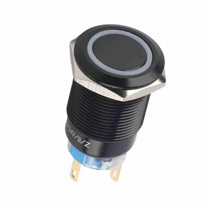 19mm 12-24V ON/OFF Blue LED Selflocking Latch Push Button Flate Switch - Picture 1 of 12