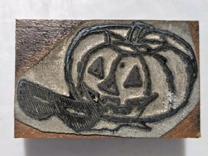 Buchdruck Block Kürbis Maske Halloween Vintage Druck Stempel - Bild 1 von 4