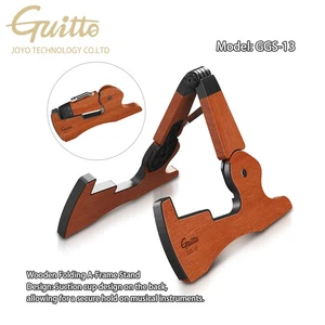GUITTO Wooden Guitar Stand - Collapsible Bass Guitar Floor Stand Foldable（OPEND） - Picture 1 of 9
