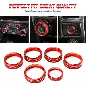 6pcs Air Conditioner Audio Switch Knob Ring Trim For Ford F150 XLT 2016-19 Red - Picture 1 of 7