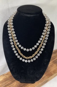 Vintage 1976 SARAH COVENTRY Golden Ice 3 Strand Necklace Lucite Bubble Beads - Picture 1 of 13