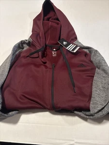 Adidas Sudadera con Capucha Para Hombre 2XL Manga Larga Climawarm Cremallera Completa Logo Rojo/Gris - Imagen 1 de 6