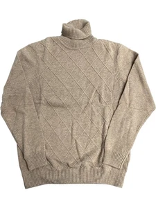 Bugatti Lambswool Roll Neck Jumper Beige Diamond Pattern - Size XL - Picture 1 of 6
