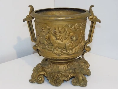 Antique Gold Art Nouveau Style Gold Hunting Jardiniere/Planter/Stand - Image 1 of 4
