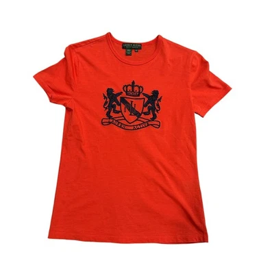 Lauren Active Ralph Lauren Orange T-Shirt Crown Lion Logo Graphic XS - Image 1 of 4