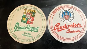2 alte Bierdeckel Budweiser Budvar Pilsner Urquell Export Wien Österreich - Bild 1 von 2