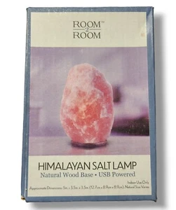 NEW Room 2 Room Himalayan Salt Lamp Natural Wood Base USB Powered - Picture 1 of 5