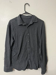 Untuckit Shirt Mens Large Button Heather Gray Luxe Tee BD Long Sleeve Casual - Picture 1 of 5