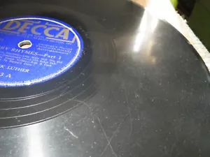 78RPM Decca 383 Frank Luther - Nursery Rhymes Parts 1 and 2, worn V- to V to V- - Picture 1 of 8