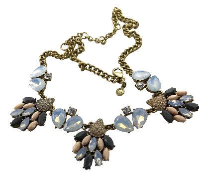 J Crew 项链水晶和蛋白石塑料刻面声明波西米亚粉彩 — 第 1/4 张图片