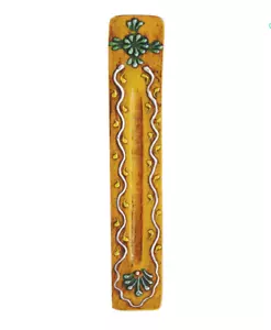 Portacenere porta incenso in legno per bastoncini dipinto a mano 10" Made in India - Foto 1 di 5
