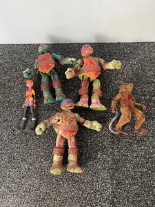 Vintage TMNT Figure Lot Teenage Mutant Ninja Turtles Red Marker On All Figures - Picture 1 of 18