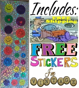 ๐VNTG Highlights for Children holographic colorful happy face stickers+๐gift๐ - Picture 1 of 7