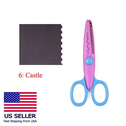 Tesoura de arte corte papel escritório escola arte círculo onda babado borda design artesanato - Imagem 1 de 1