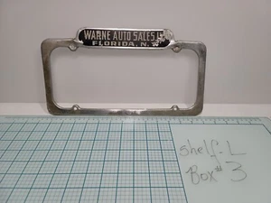 Vintage Dealership License Plate Frame Warne Auto Sales Florida NY - Picture 1 of 13
