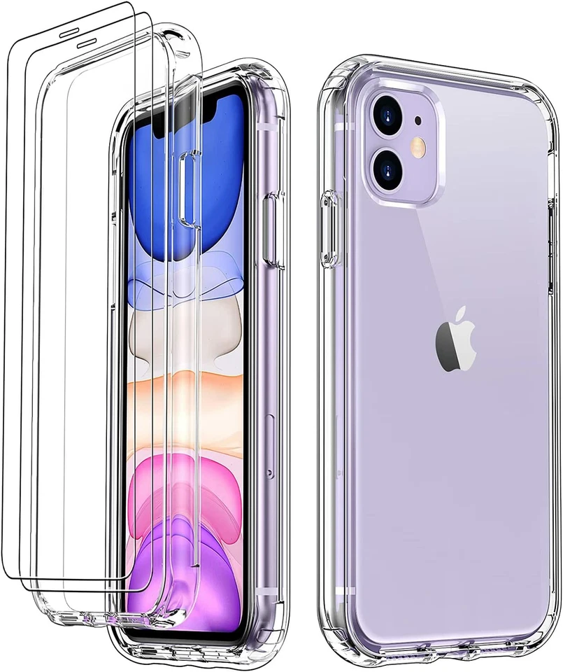 LUXVEER iPhone 11 TPU + PC Bumper Case, Tempered Glass Screen Protector - Clear - Image 1 of 4