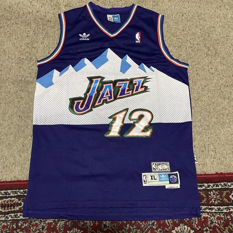 Hardwood Classics Adidas NBA John Stockton XL + Length Tall Utah Jazz Jersey #12 Cover