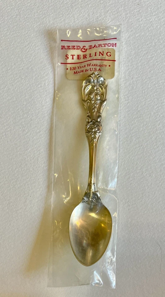 Cucharadita Reed & Barton Francis I plata esterlina 6" nueva en paquete original Foto 1 de 4