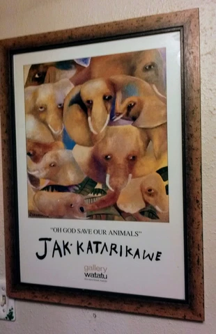 Framed African Art Print "Oh God Save Our Animals" By Jak-Katarikawe Rare Cover