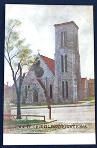 Tarjeta postal Trinity Church Davenport Iowa IA PC 1910s Rock Island Post Card Co - Imagen 1 de 1
