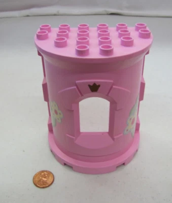 Rare Lego Duplo Vintage Princess Pink Castle Wall With Floral Lithos #4820 #1 - Image 1 of 4