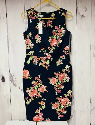 Vestido floral azul coral Gables debajo de la rodilla Charter Club para mujer talla 6 Foto 1 de 3