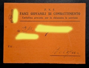 Tessera fascista PNF - Cartolina precetto Fasci Giovanili - Foto 1 di 2