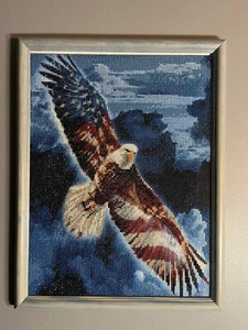 Pintura de diamantes patriótica águila americana completa y enmarcada - Imagen 1 de 6