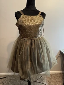 NEW Bonnie Jean Girls Size 14 "BRONZE SEQUINS" Party Dress NWT NEEDS ZIPPER! - Picture 1 of 12