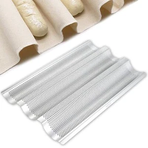 Stainless Steel Perforated French Baguette Bread Pan 3 Waves Toaster Oven Baking - Picture 1 of 7
