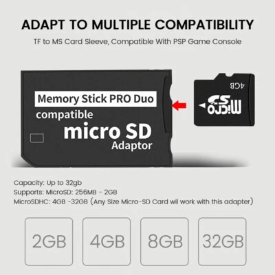 Memory Stick Pro Duo Mini Micro SD TF to MS Adapter SD SDHC Card Reader for Sony - Image 1 of 4