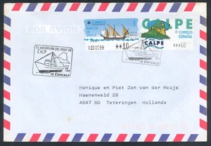ESPAÑA 1999 - ATM / ETIQUETA CALPE - SOBRE CIRCULADO HOLANDA - 5 DÍG. ESTRECHOS - Imagen 1 de 2