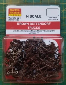 N MICRO TRAINS 003 25 021 BR Bettendorf Trucks w/short ext couplers 1000-10-B - Picture 1 of 1